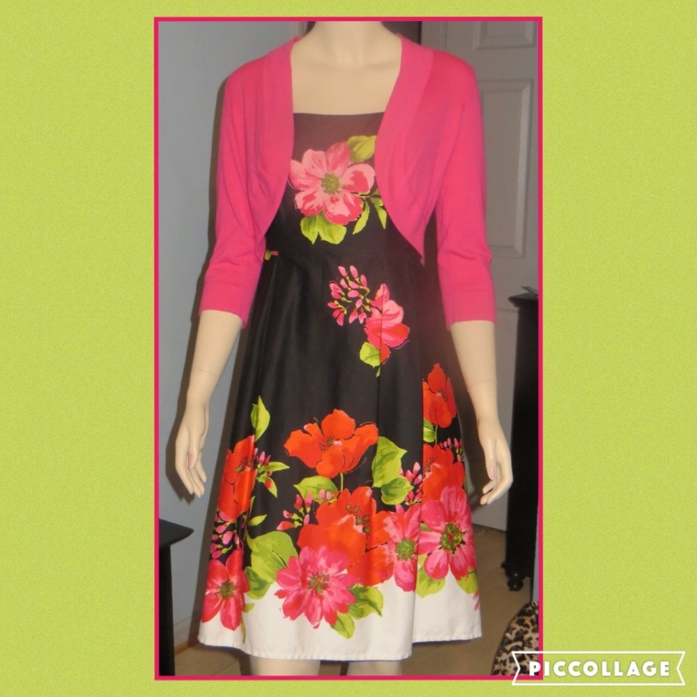 Jessica Howard Flower Print Sundress & Sweater